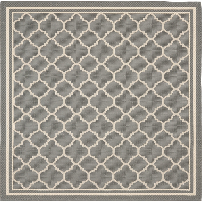 Pemberly Row Polypropylene Anthracite Indoor Outdoor Rug - Square 4'