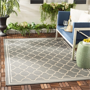 Pemberly Row Polypropylene Anthracite Indoor Outdoor Rug - Square 5'3&quot