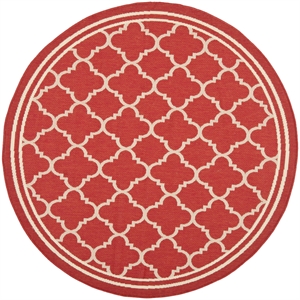 Pemberly Row Polypropylene Red Indoor Outdoor Rug - Round 4'