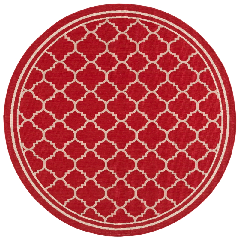 Pemberly Row Polypropylene Red Indoor Outdoor Rug - Round 7'10
