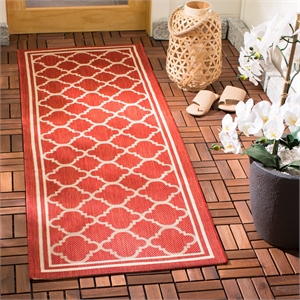 Pemberly Row Polypropylene Red Indoor Outdoor Rug - Runner 2'3&quot x 16'