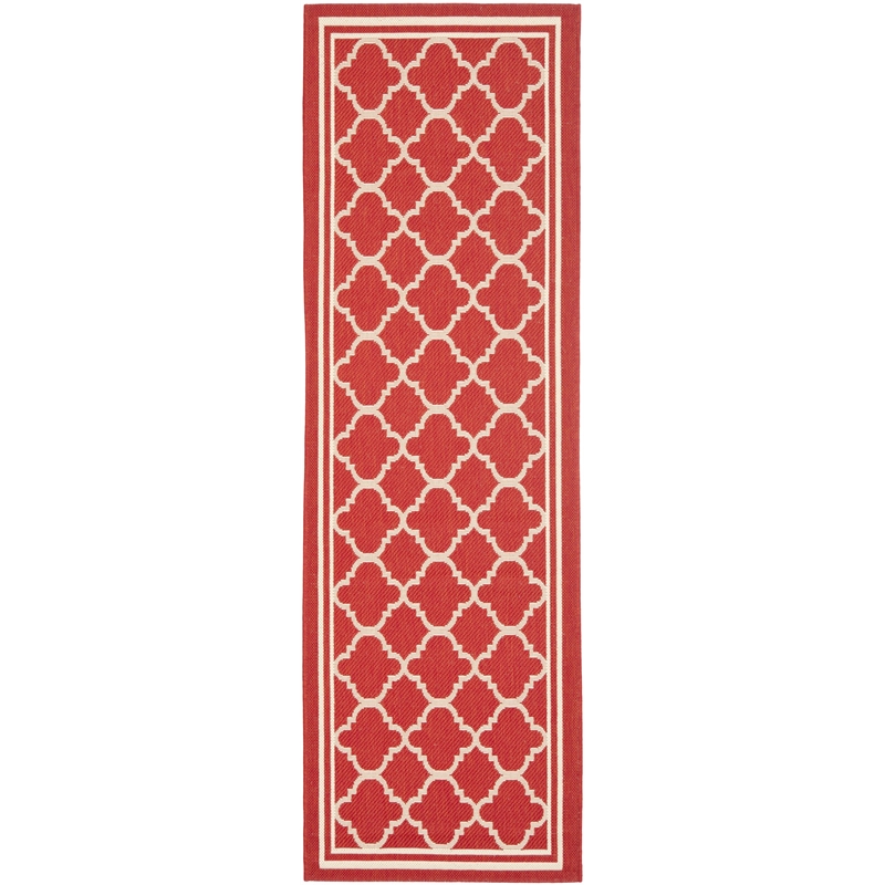 Pemberly Row Polypropylene Red Indoor Outdoor Rug - Runner 2'3