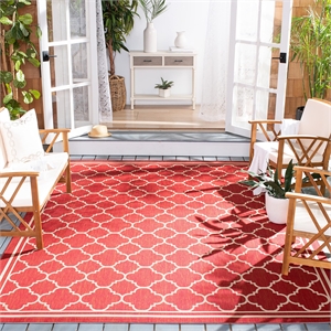 Pemberly Row Polypropylene Red Indoor Outdoor Rug - Square 5'3&quot