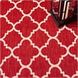 Pemberly Row Polypropylene Red Indoor Outdoor Rug - Square 5'3