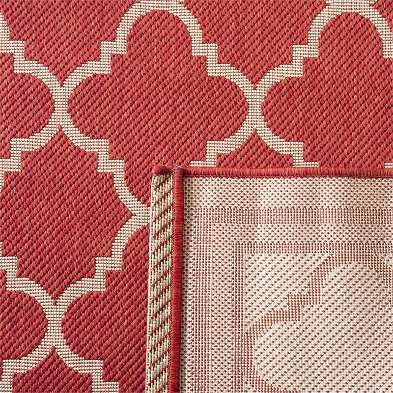 Pemberly Row Polypropylene Red Indoor Outdoor Rug - Square 7'10