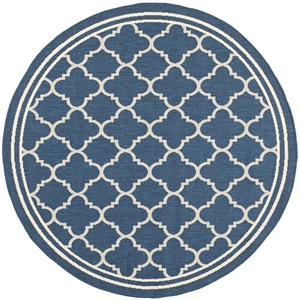 Pemberly Row Polypropylene Navy Indoor Outdoor Rug - Round 5'3&quot