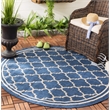 Pemberly Row Polypropylene Navy Indoor Outdoor Rug - Round 7'10