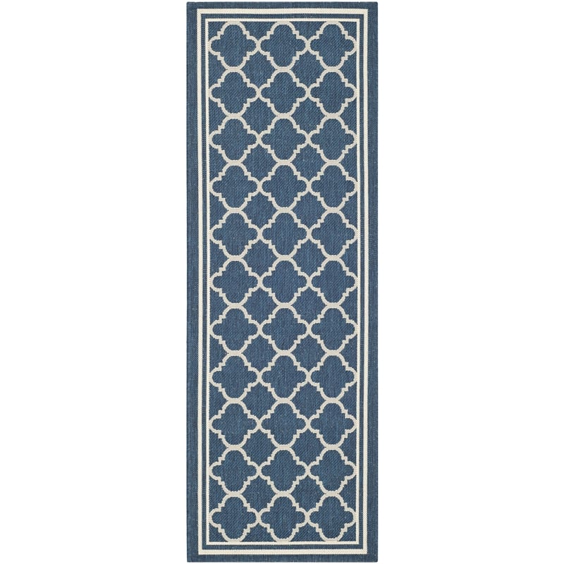 Pemberly Row Polypropylene Navy Indoor Outdoor Rug - Runner 2'3