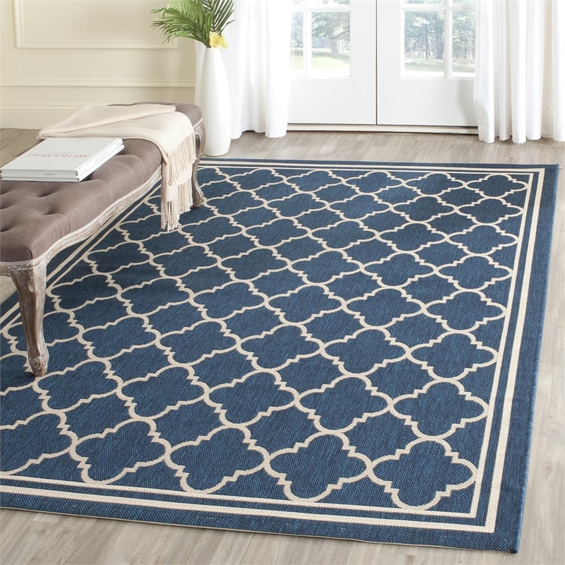 Pemberly Row Polypropylene Navy Indoor Outdoor Rug - Runner 2'7