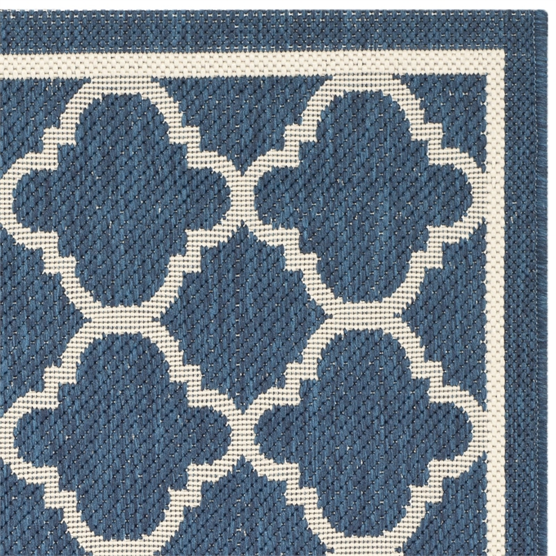 Pemberly Row Polypropylene Navy Indoor Outdoor Rug - Runner 2'7