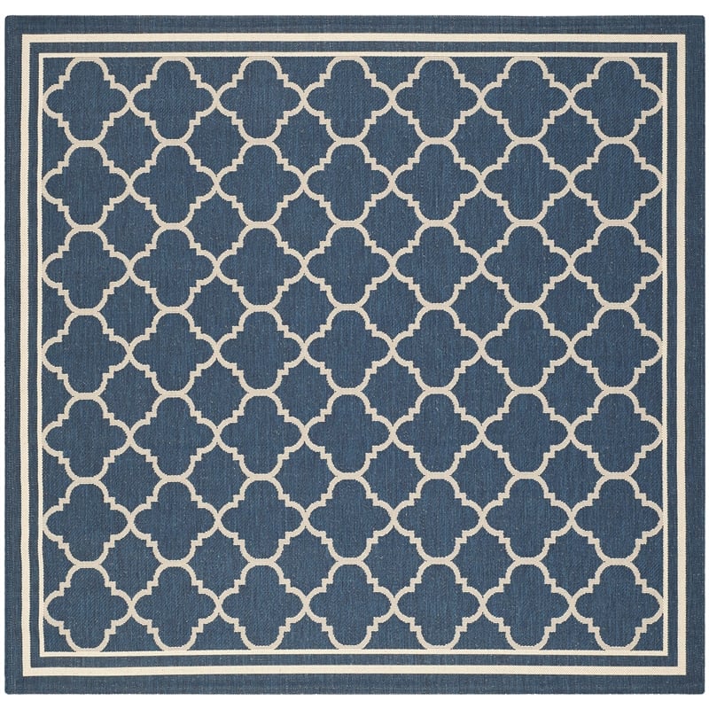 Pemberly Row Polypropylene Navy Indoor Outdoor Rug - Square 4'