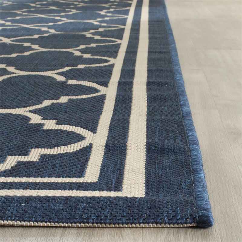 Pemberly Row Polypropylene Navy Indoor Outdoor Rug - Square 4'