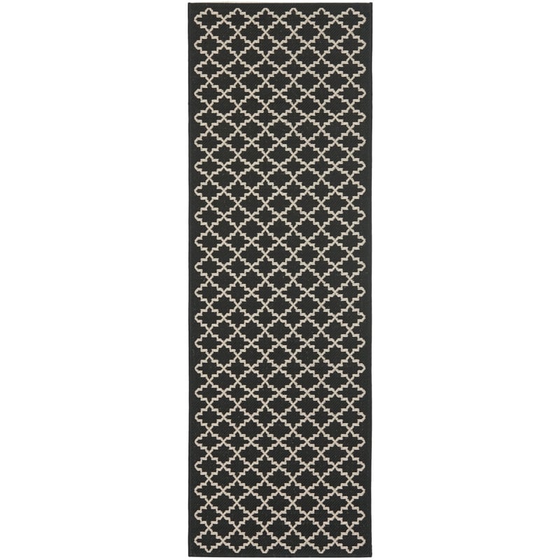 Pemberly Row Polypropylene Black Indoor Outdoor Rug - Runner 2'3