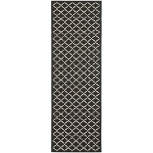 Pemberly Row Polypropylene Black Indoor Outdoor Rug - Runner 2'3&quot x 16'