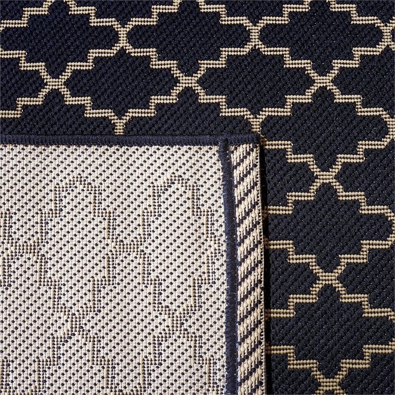 Pemberly Row Polypropylene Black Indoor Outdoor Rug - Runner 2'3