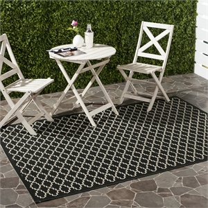 Pemberly Row Polypropylene Black Indoor Outdoor Rug - Square 7'10&quot