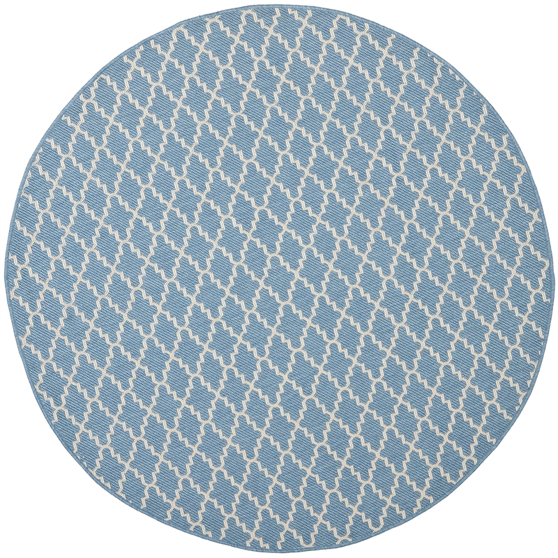 Pemberly Row Polypropylene Blue Indoor Outdoor Rug - Round 4'