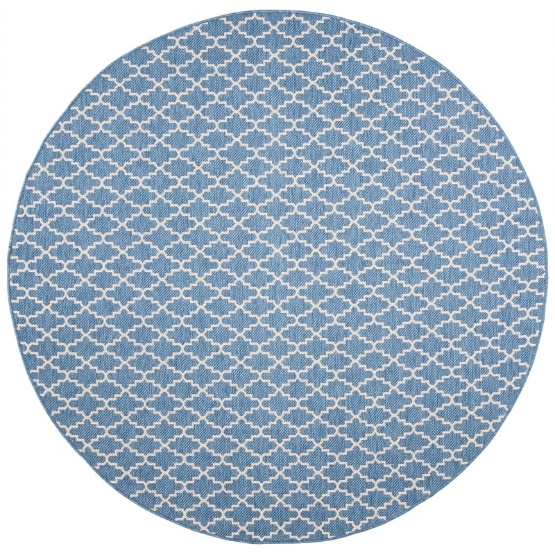 Pemberly Row Polypropylene Blue Indoor Outdoor Rug - Round 7'10