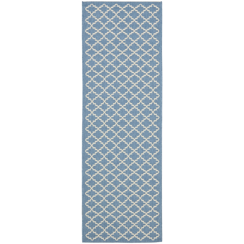 Pemberly Row Polypropylene Blue Indoor Outdoor Rug - Runner 2'3