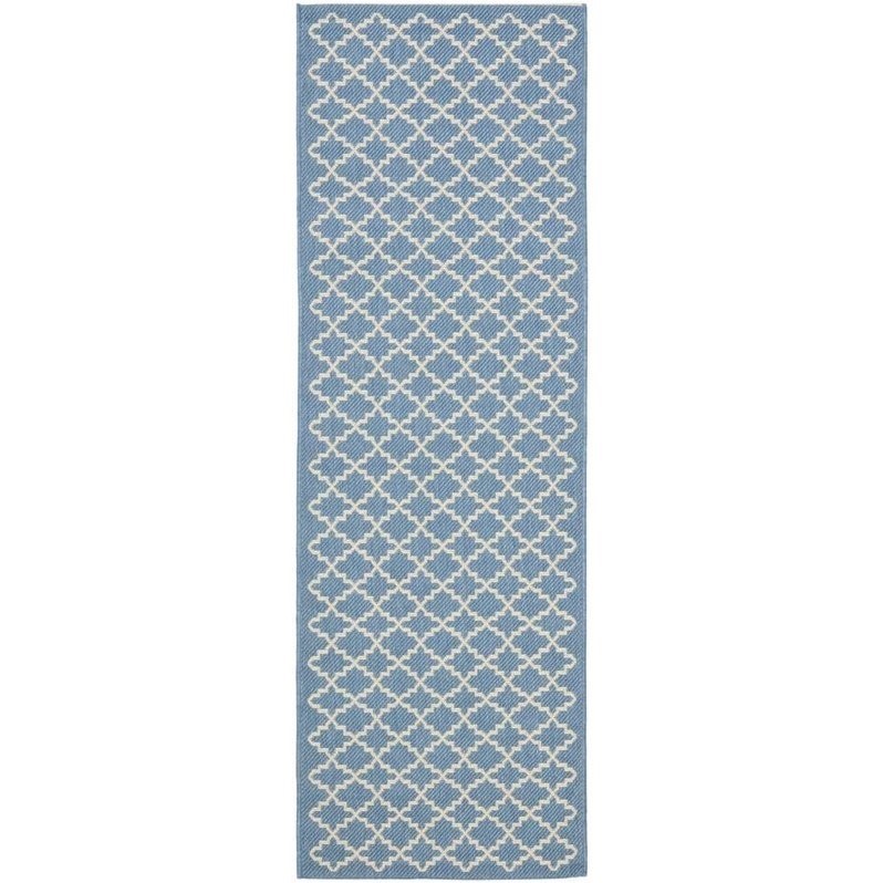 Pemberly Row Polypropylene Blue Indoor Outdoor Rug - Runner 2'3