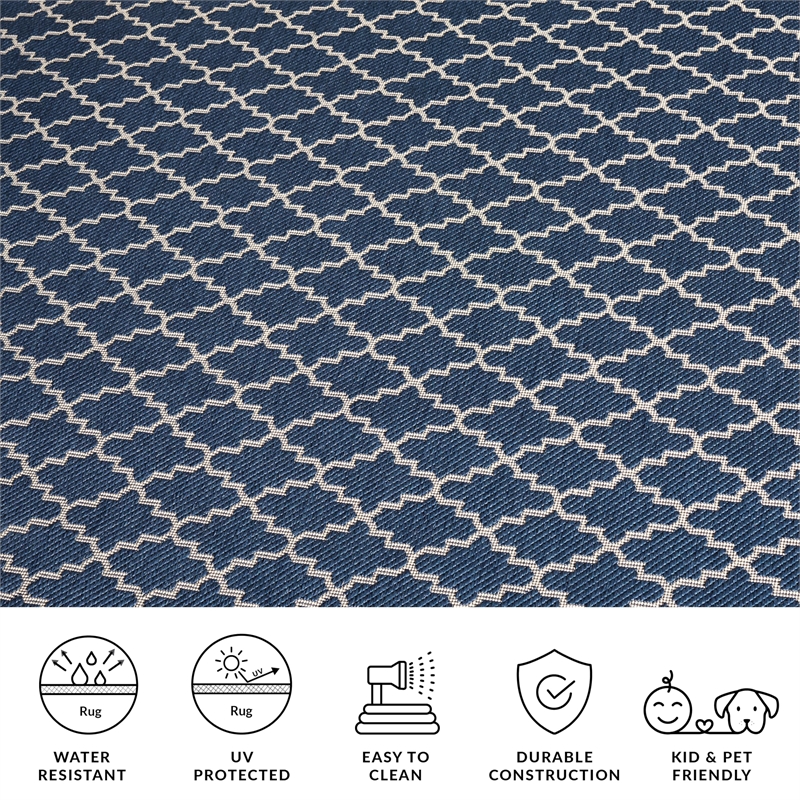 Pemberly Row Polypropylene Blue Indoor Outdoor Rug - Square 4'