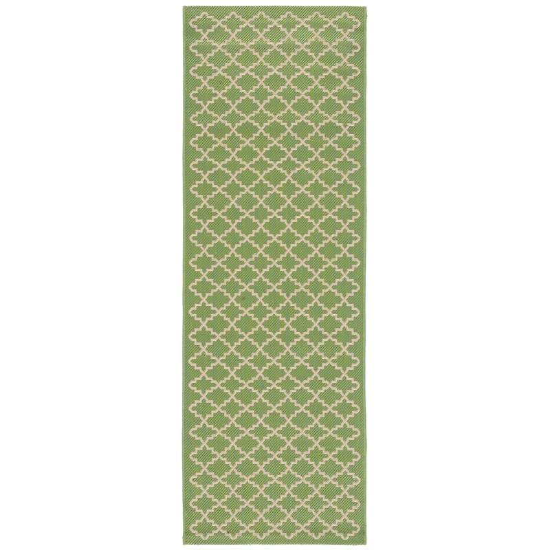 Pemberly Row Polypropylene Green Indoor Outdoor Rug - Runner 2'3