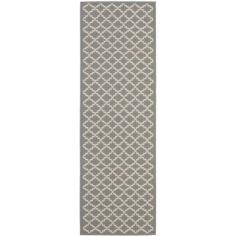 Pemberly Row Polypropylene Anthracite Indoor Outdoor Rug - Runner 2'3