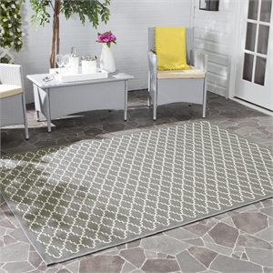 Pemberly Row Polypropylene Anthracite Indoor Outdoor Rug - Square 5'3&quot