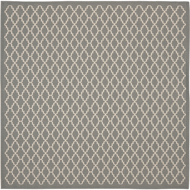 Pemberly Row Polypropylene Anthracite Indoor Outdoor Rug - Square 7'10