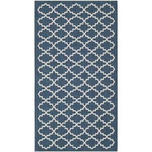 Pemberly Row Polypropylene Navy Indoor Outdoor Rug - 2' x 3'7&quot