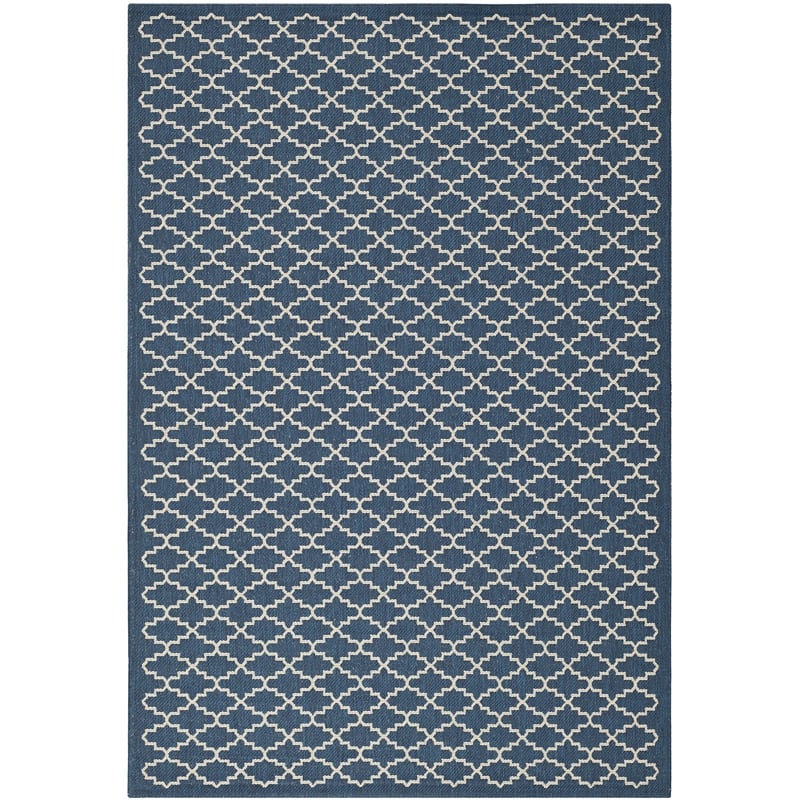 Pemberly Row Polypropylene Navy Indoor Outdoor Rug - 5'3