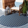 Pemberly Row Polypropylene Navy Indoor Outdoor Rug - Round 4'