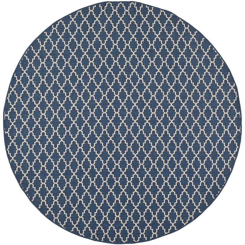 Pemberly Row Polypropylene Navy Indoor Outdoor Rug - Round 5'3