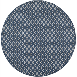 Pemberly Row Polypropylene Navy Indoor Outdoor Rug - Round 5'3&quot