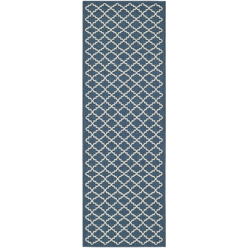 Pemberly Row Polypropylene Navy Indoor Outdoor Rug - Runner 2'3