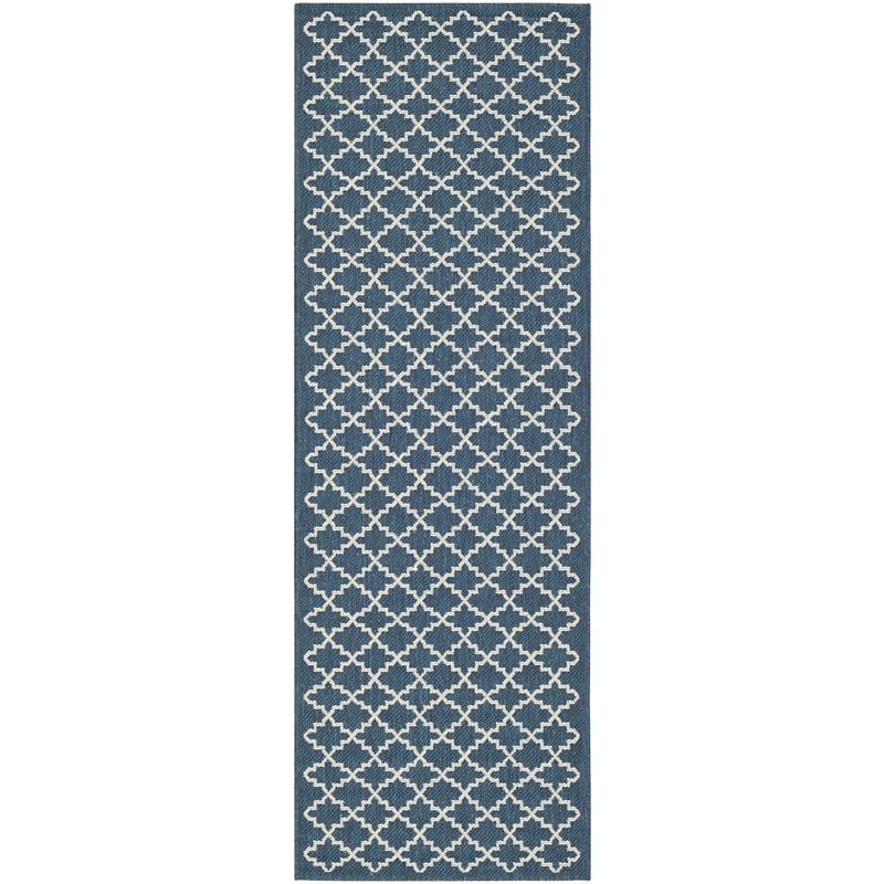 Pemberly Row Polypropylene Navy Indoor Outdoor Rug - Runner 2'3
