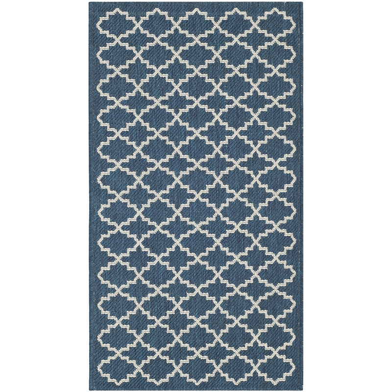 Pemberly Row Polypropylene Navy Indoor Outdoor Rug - Runner 2'7