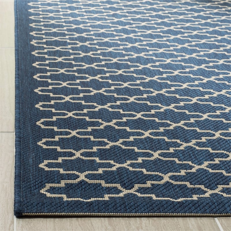 Pemberly Row Polypropylene Navy Indoor Outdoor Rug - Runner 2'7