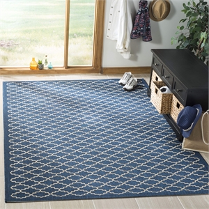 Pemberly Row Polypropylene Navy Indoor Outdoor Rug - Square 7'10&quot