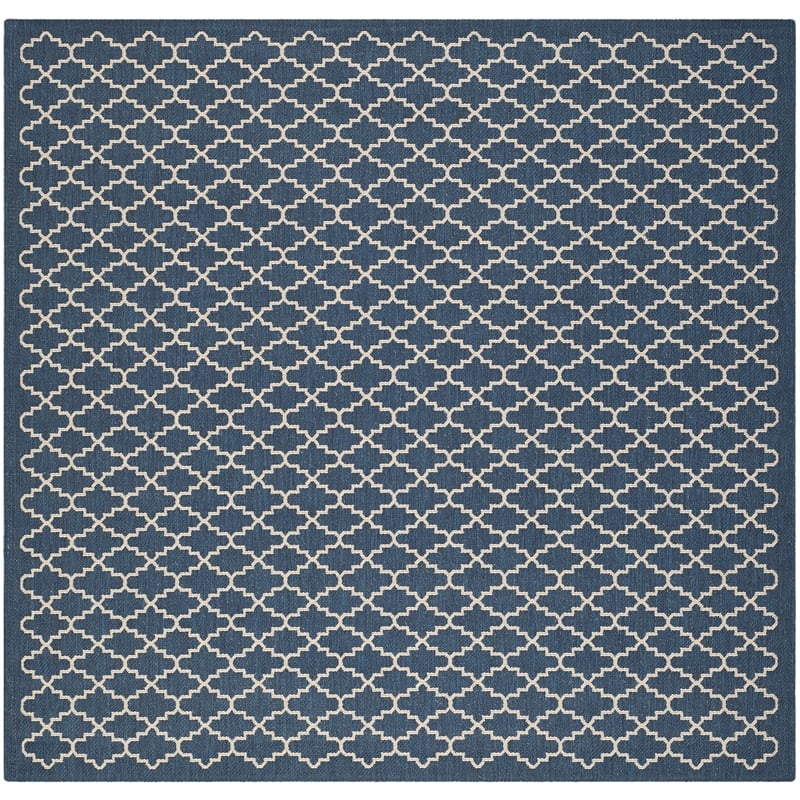 Pemberly Row Polypropylene Navy Indoor Outdoor Rug - Square 7'10