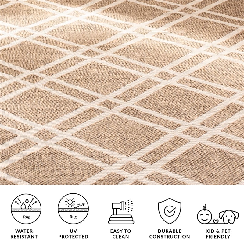 Pemberly Row Polypropylene Brown Indoor Outdoor Rug - 2' x 3'7