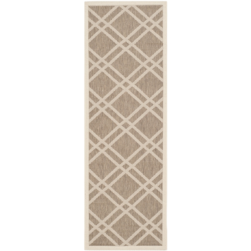 Pemberly Row Polypropylene Brown Indoor Outdoor Rug - Runner 2'3