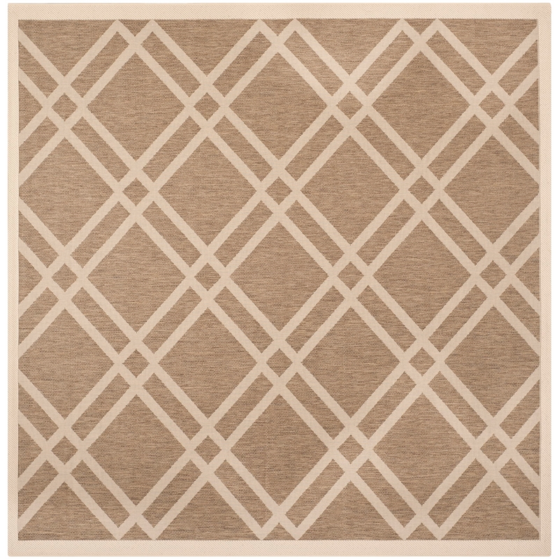 Pemberly Row Polypropylene Brown Indoor Outdoor Rug - Square 7'10