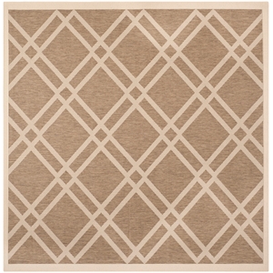 Pemberly Row Polypropylene Brown Indoor Outdoor Rug - Square 7'10&quot