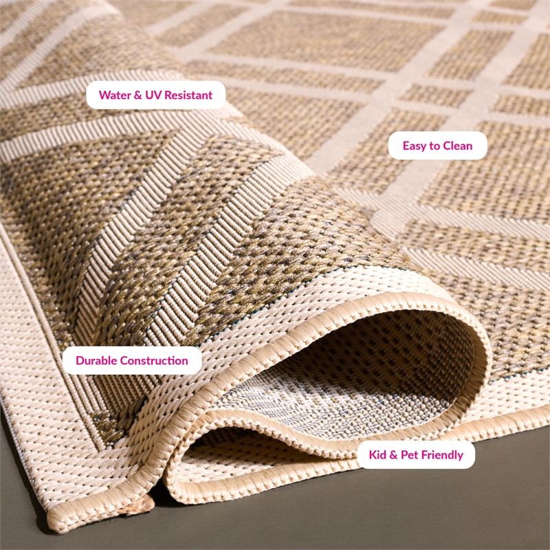 Pemberly Row Polypropylene Brown Indoor Outdoor Rug - Square 7'10