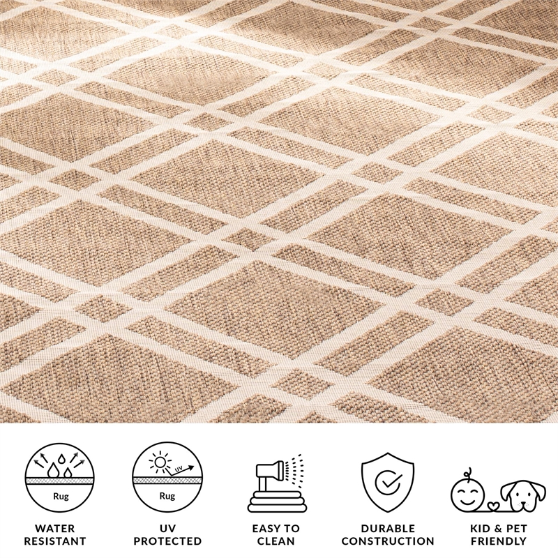 Pemberly Row Polypropylene Brown Indoor Outdoor Rug - Square 7'10