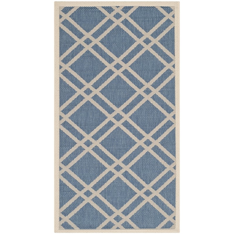 Pemberly Row Polypropylene Blue Indoor Outdoor Rug - 2'7