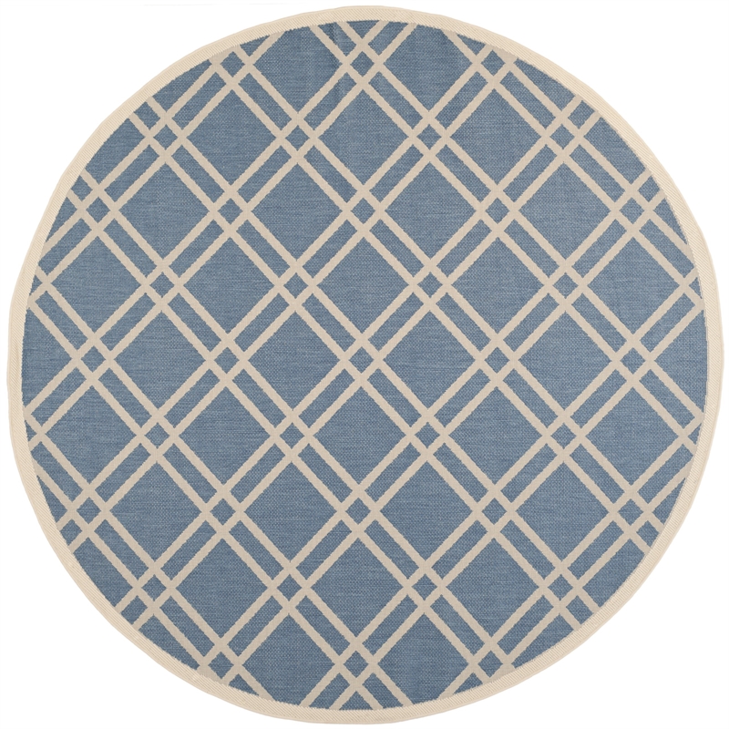 Pemberly Row Polypropylene Blue Indoor Outdoor Rug - Round 7'10
