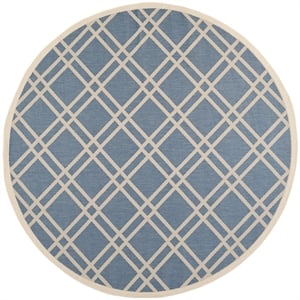 Pemberly Row Polypropylene Blue Indoor Outdoor Rug - Round 7'10&quot