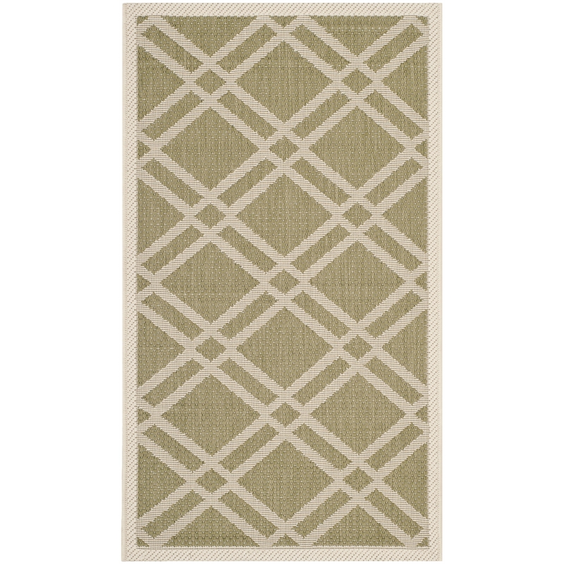 Pemberly Row Polypropylene Green Indoor Outdoor Rug - 2' x 3'7